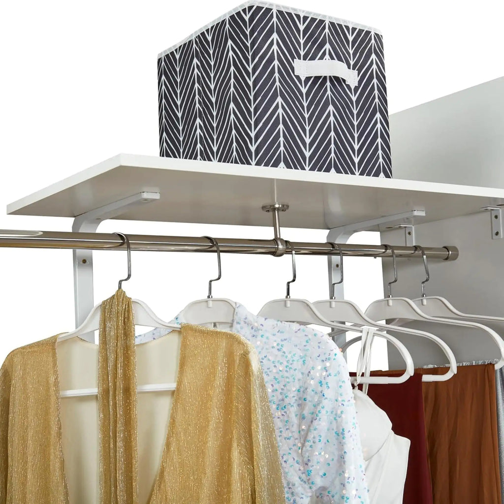 306 Closet Organizer System with Closet Shelves Wall Mounted, White Clothing Racks for Hanging Clothes, Clothes Organizer with Closet Drawers, Wooden Wardrobe Closet System with Hanging Rod Pi-Mart