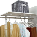 306 Closet Organizer System with Closet Shelves Wall Mounted, White Clothing Racks for Hanging Clothes, Clothes Organizer with Closet Drawers, Wooden Wardrobe Closet System with Hanging Rod Pi-Mart