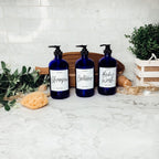 16oz Blue Glass Jar With White Label Lid Reusable Storage Canister