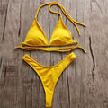 Girls Swimming Suits Bikini Small Cup Women Two Pieces Knitting Thong Bikinis Summer Spaghetti Strap Top And Bottoms Swimsuit Swimwear High Cut Style Beach Bikini Solid Black/White Micro Swim Suits Thong Bikinis Stevvex
