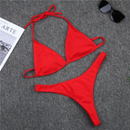 Girls Swimming Suits Bikini Small Cup Women Two Pieces Knitting Thong Bikinis Summer Spaghetti Strap Top And Bottoms Swimsuit Swimwear High Cut Style Beach Bikini Solid Black/White Micro Swim Suits Thong Bikinis Stevvex