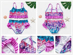 Girls Swimsuit Kids Swimwear Cute Print Kids Bikini Sets Girls Swimsuits Two Piece Bathing Suit Sets 3D Printed Swimwear Ruffle Style Children Swimwear Kids Beach Wear 2-16 Year