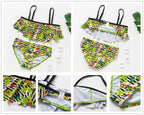 Girls Swimsuit Kids Swimwear Cute Print Kids Bikini Sets Girls Swimsuits Two Piece Bathing Suit Sets 3D Printed Swimwear Ruffle Style Children Swimwear Kids Beach Wear 2-16 Year