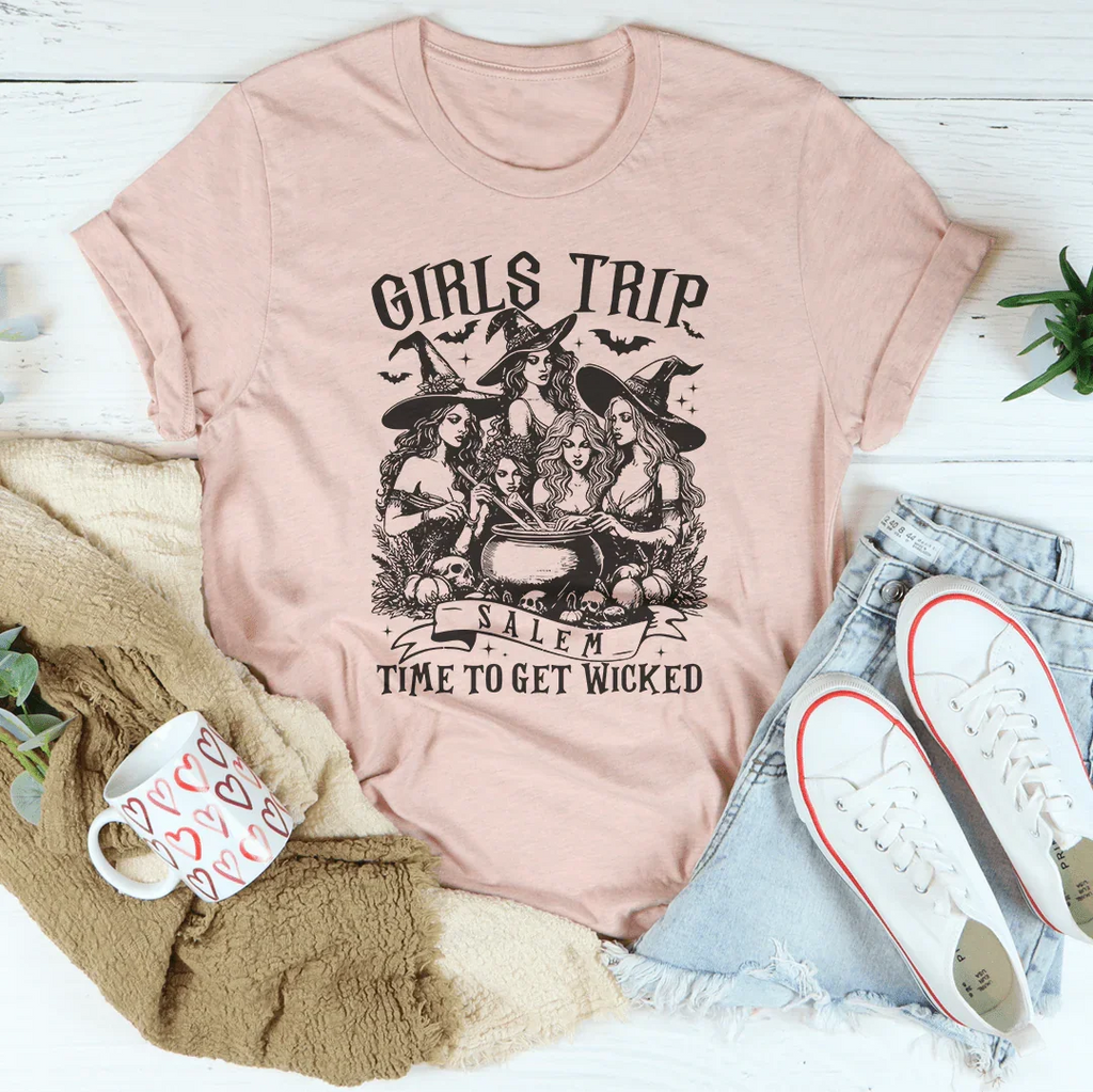 Girls Trip Salem Time To Get Wicked Tee Peachy Sunday