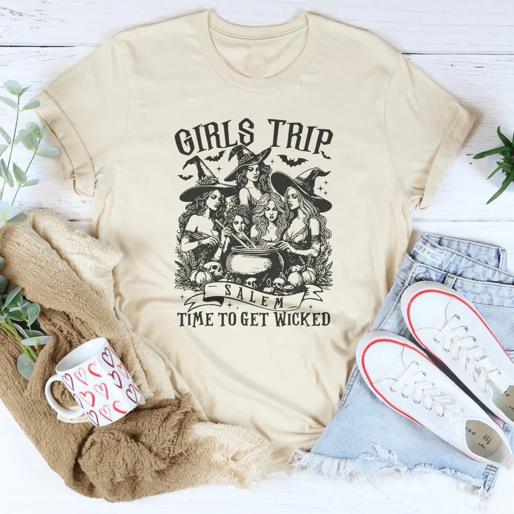 Girls Trip Salem Time To Get Wicked Tee Peachy Sunday