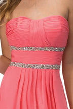 Strapless Floor Length Chiffon Dress with Sequin Detailing Purplish Diva