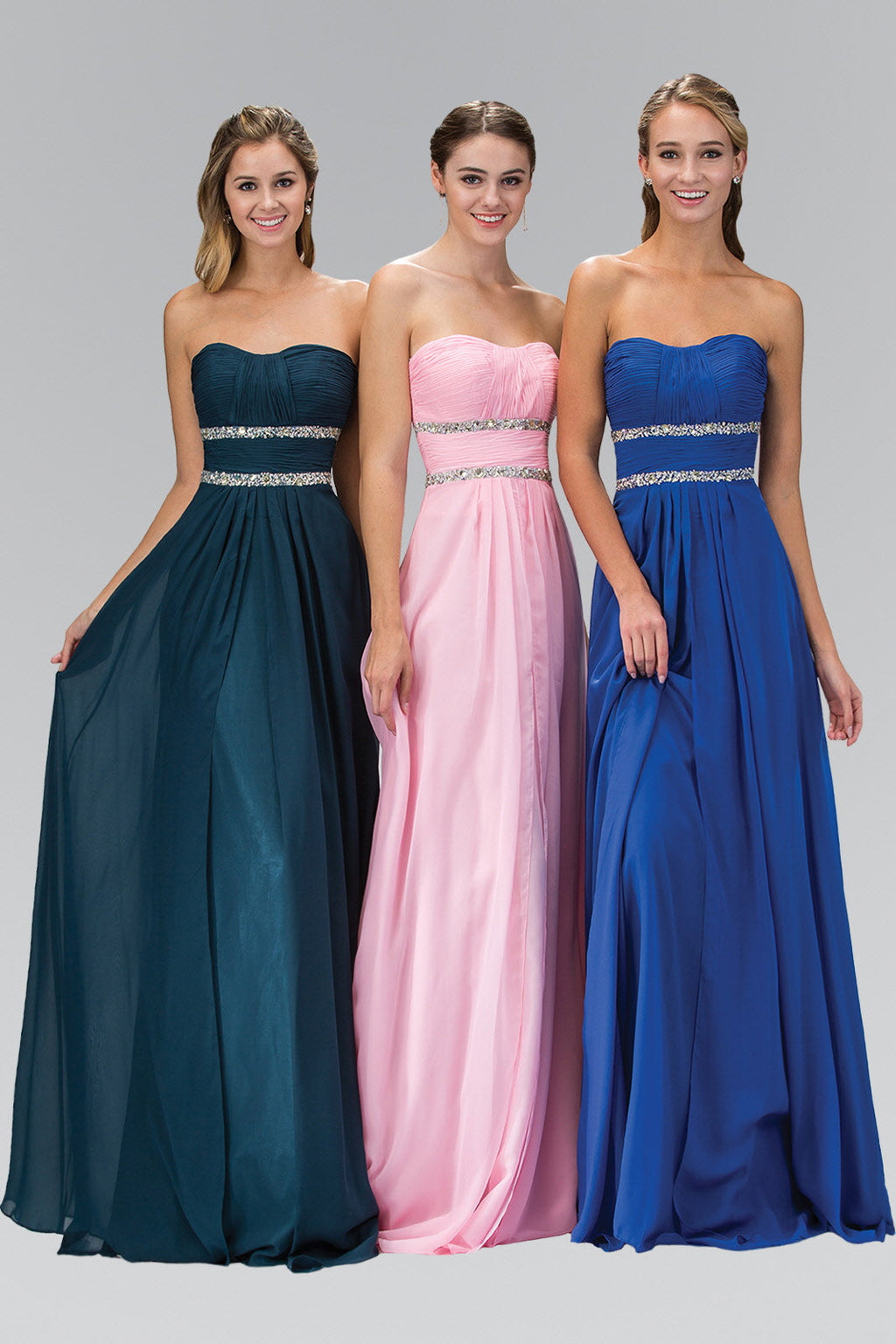 Strapless Floor Length Chiffon Dress with Sequin Detailing Purplish Diva