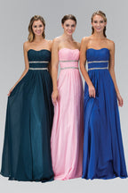 Strapless Floor Length Chiffon Dress with Sequin Detailing Purplish Diva