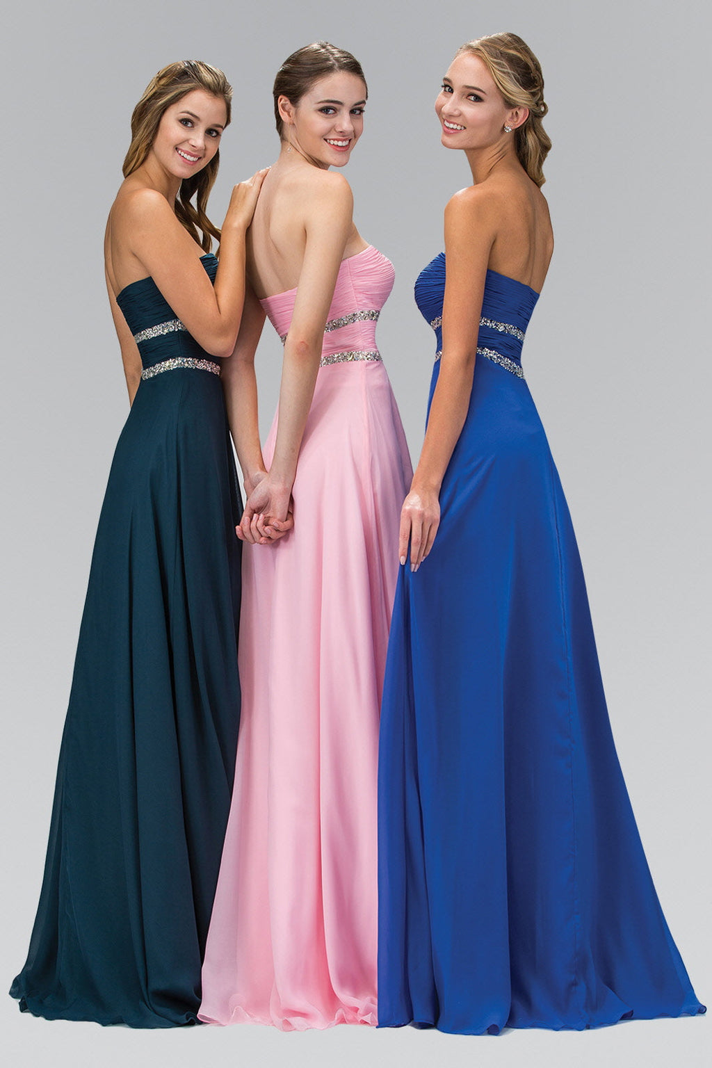 Strapless Floor Length Chiffon Dress with Sequin Detailing Purplish Diva
