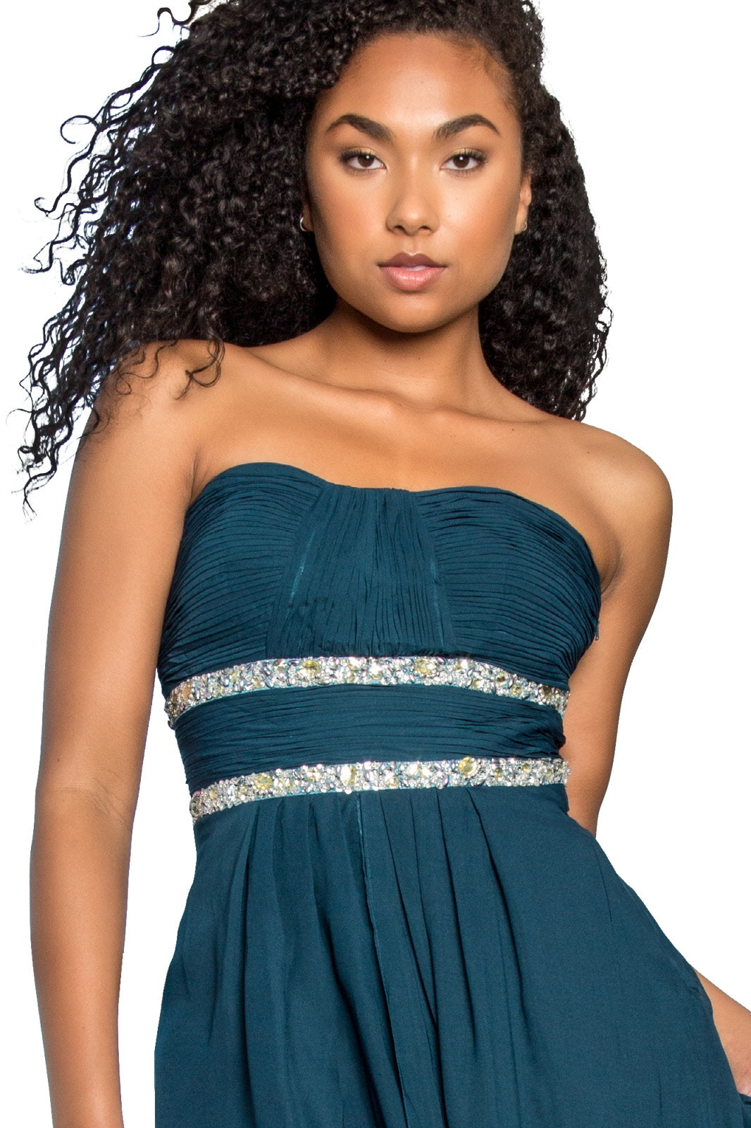Strapless Floor Length Chiffon Dress with Sequin Detailing Purplish Diva
