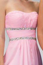 Strapless Floor Length Chiffon Dress with Sequin Detailing Purplish Diva