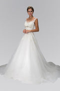A-Line Wedding Dress with Sheer Yoke Neckline Purplish Diva