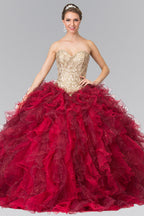 Beads Embellished Embroidery Tulle Ruffled Quinceanera Dress with Bolero Purplish Diva