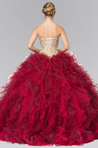 Beads Embellished Embroidery Tulle Ruffled Quinceanera Dress with Bolero Purplish Diva