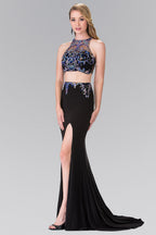 Beaded Two-Piece Dress with Cut-Out Back Purplish Diva