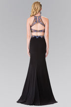 Beaded Two-Piece Dress with Cut-Out Back Purplish Diva
