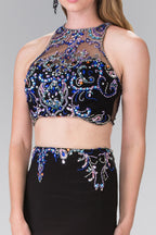 Beaded Two-Piece Dress with Cut-Out Back Purplish Diva