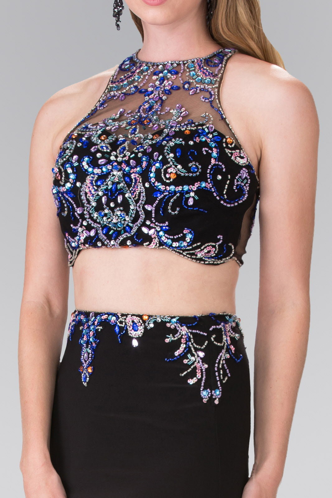Beaded Two-Piece Dress with Cut-Out Back Purplish Diva