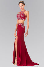 Beaded Two-Piece Dress with Cut-Out Back Purplish Diva