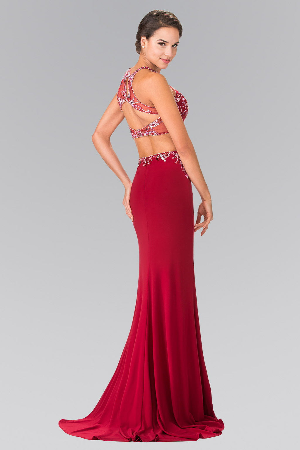 Beaded Two-Piece Dress with Cut-Out Back Purplish Diva