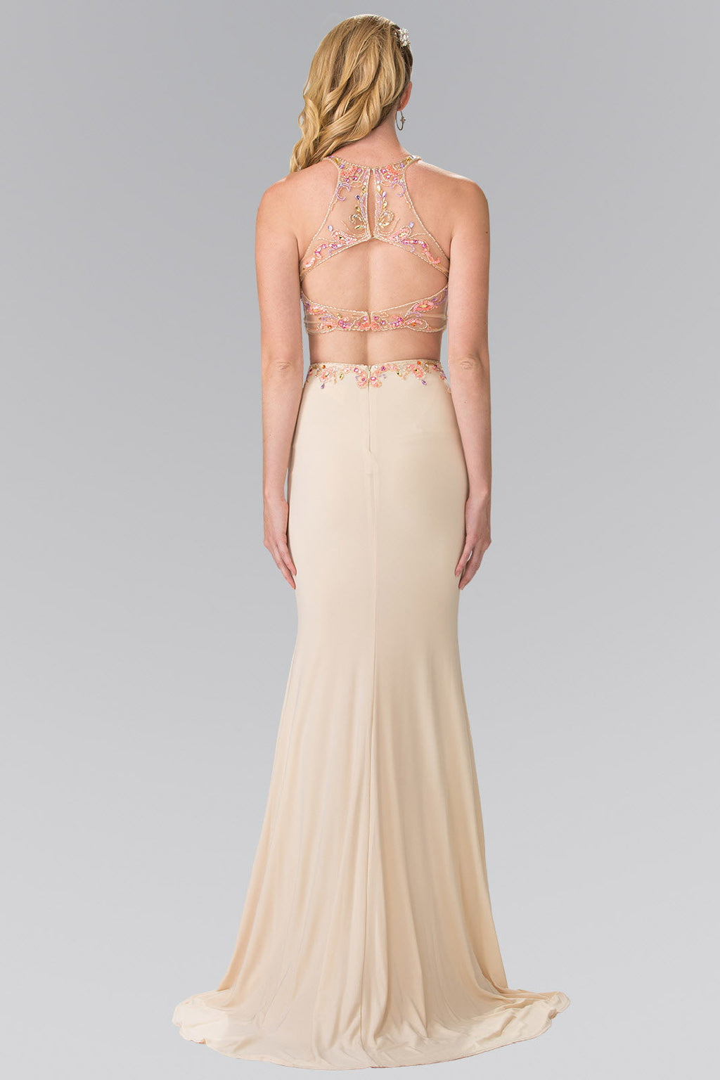 Beaded Two-Piece Dress with Cut-Out Back Purplish Diva