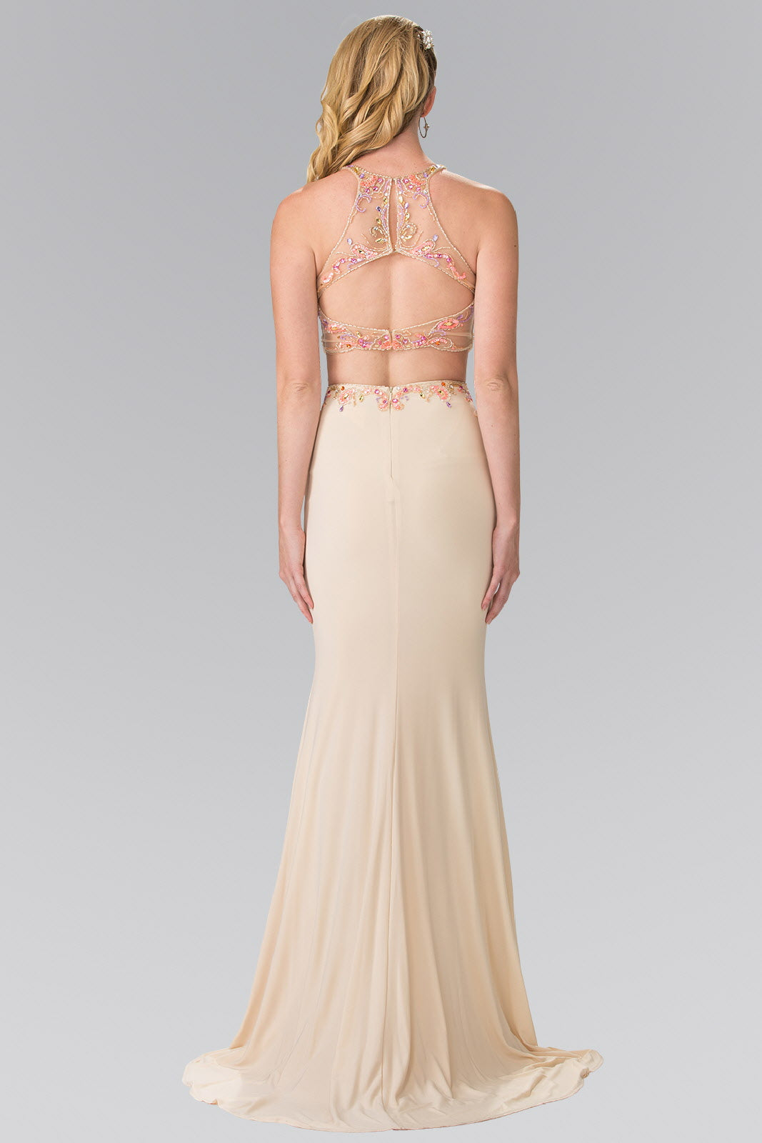 Beaded Two-Piece Dress with Cut-Out Back Purplish Diva