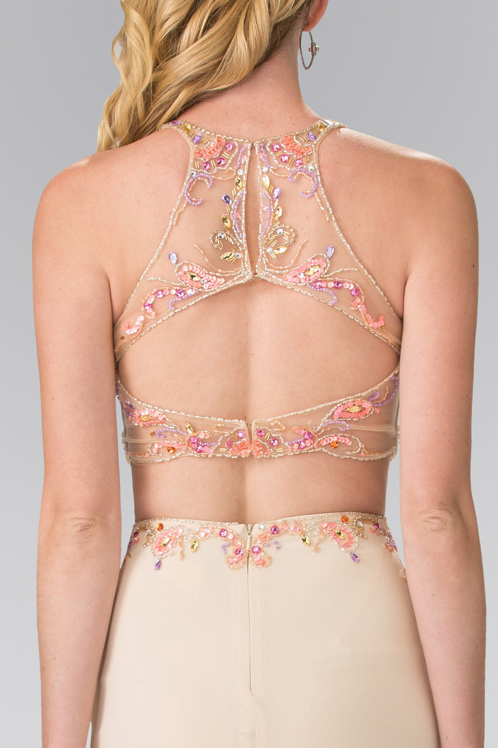 Beaded Two-Piece Dress with Cut-Out Back Purplish Diva