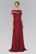 Chiffon A-Line Long Dress with Embroidery and Beads Purplish Diva