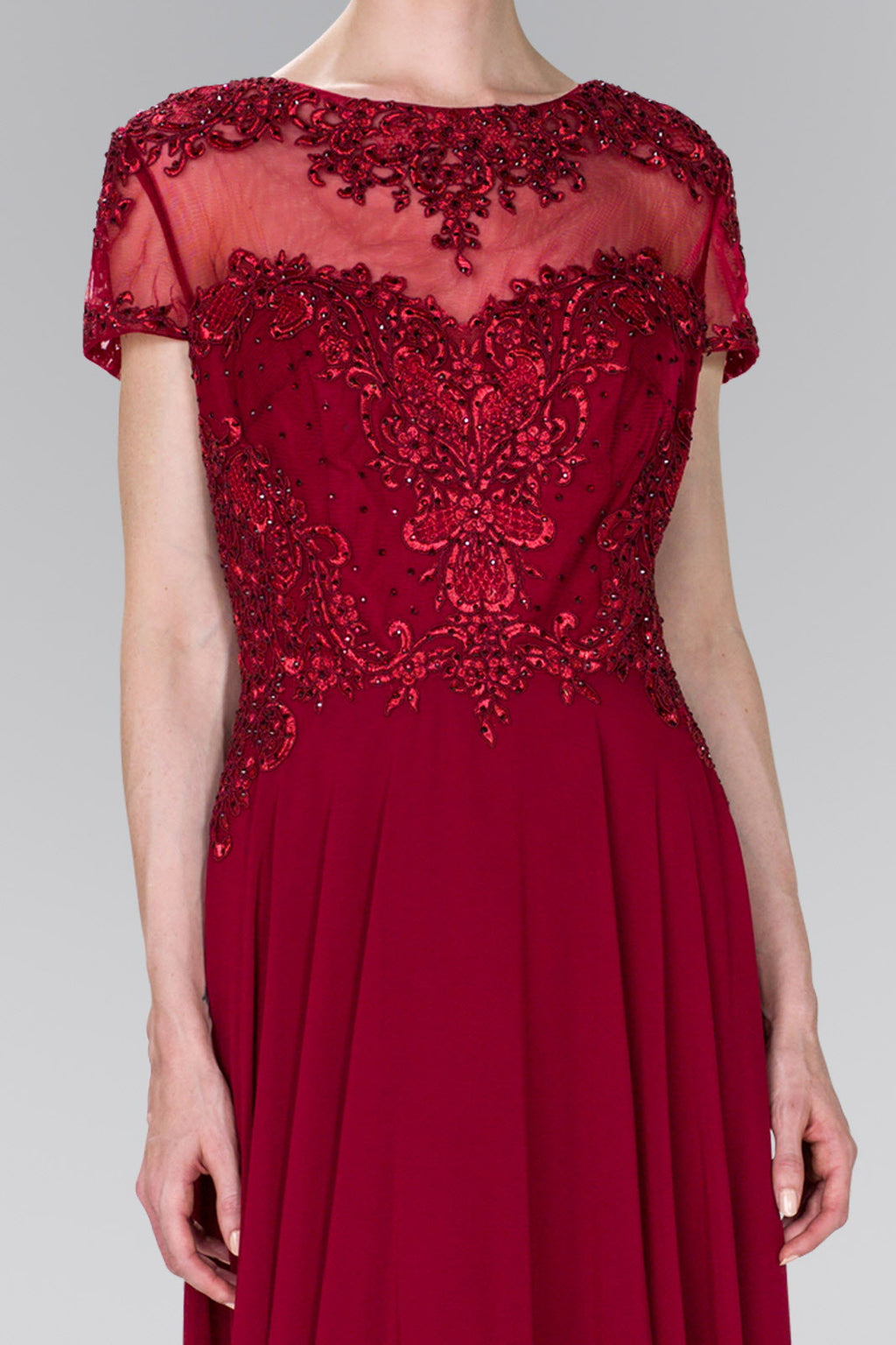 Chiffon A-Line Long Dress with Embroidery and Beads Purplish Diva