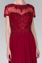 Chiffon A-Line Long Dress with Embroidery and Beads Purplish Diva