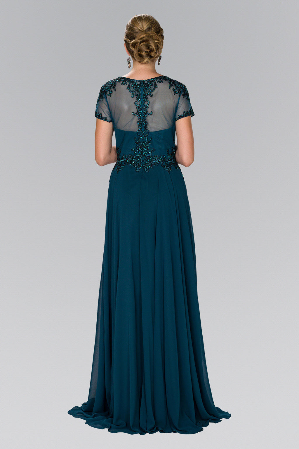 Chiffon A-Line Long Dress with Embroidery and Beads Purplish Diva