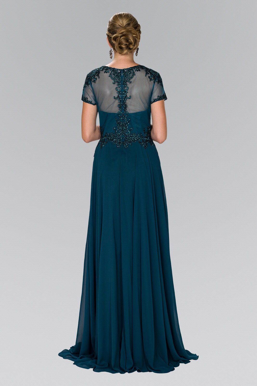 Chiffon A-Line Long Dress with Embroidery and Beads Purplish Diva