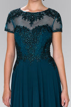 Chiffon A-Line Long Dress with Embroidery and Beads Purplish Diva