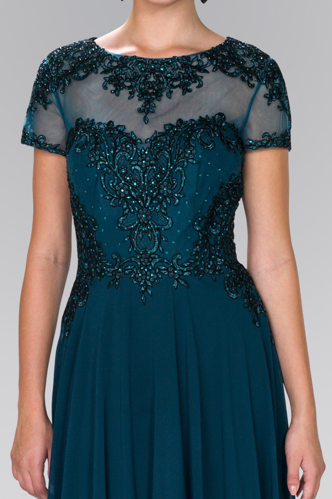 Chiffon A-Line Long Dress with Embroidery and Beads Purplish Diva