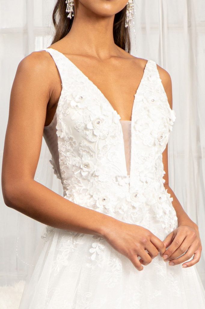 3-D Flower Embroidered Mesh A-line Dress w/ Rhinestone and Jewel Embellished Purplish Diva
