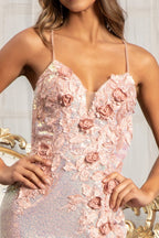 Full Iridescent Sequin Sweetheart Neckline Prom Dress w/ Leg Slit Purplish Diva