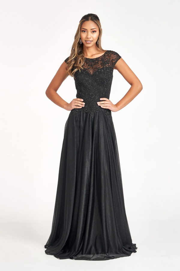 Beads Embellished Embroidered A-line Dress w/ Scoop-Neck Purplish Diva
