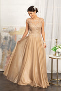 Beads Embellished Embroidered A-line Dress w/ Scoop-Neck Purplish Diva