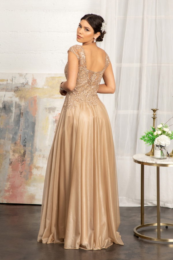 Beads Embellished Embroidered A-line Dress w/ Scoop-Neck Purplish Diva