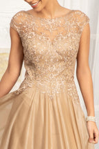 Beads Embellished Embroidered A-line Dress w/ Scoop-Neck Purplish Diva