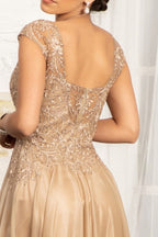 Beads Embellished Embroidered A-line Dress w/ Scoop-Neck Purplish Diva