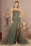 Asymmetric Glitter Mesh Mermaid Dress w/ Mesh Layered Tail Purplish Diva