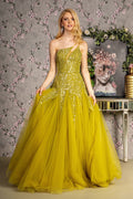 Asymmetric Sequin Sheer Cut-out Front Mesh A-line Long Dress Purplish Diva
