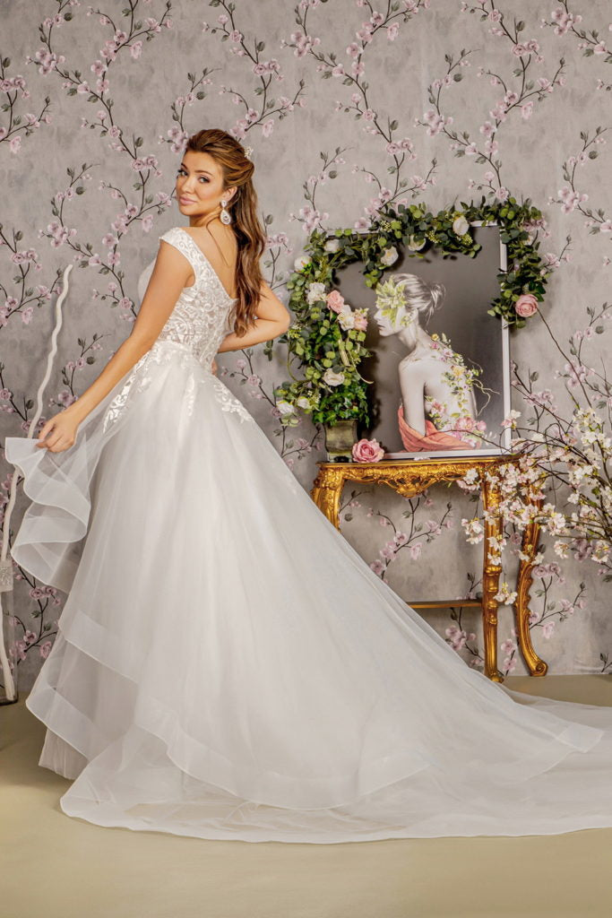 Bead Lace Mermaid Wedding Gown w/ Detachable Waist Layered Drape Purplish Diva
