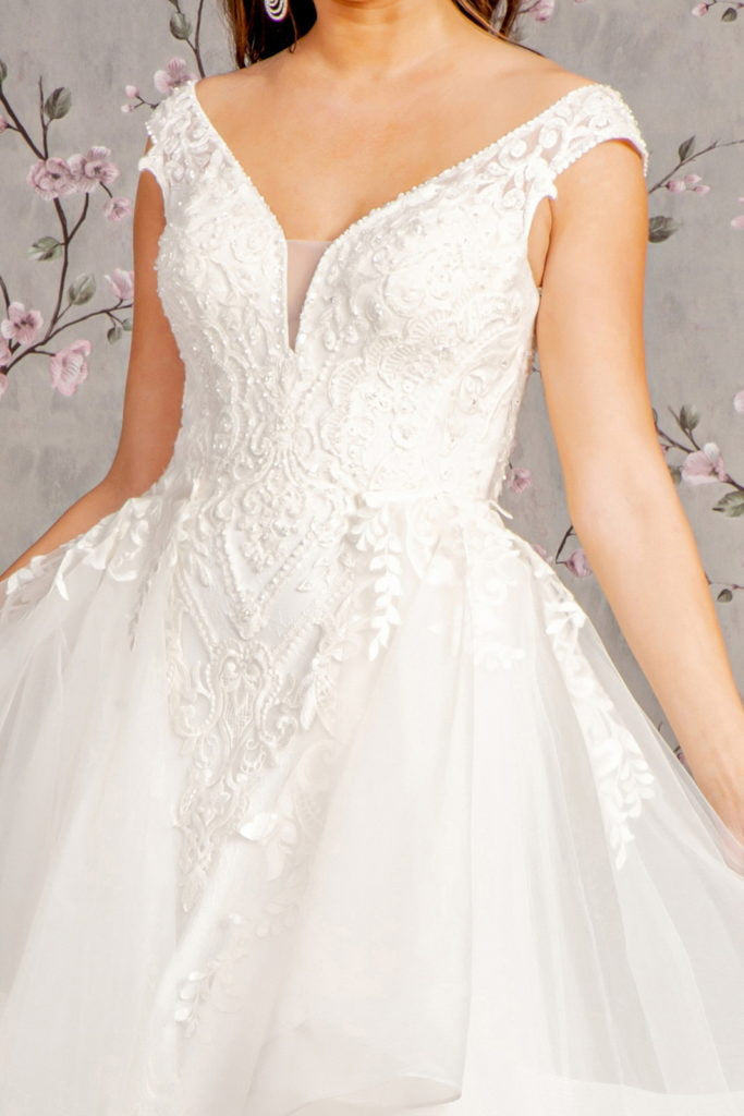 Bead Lace Mermaid Wedding Gown w/ Detachable Waist Layered Drape Purplish Diva