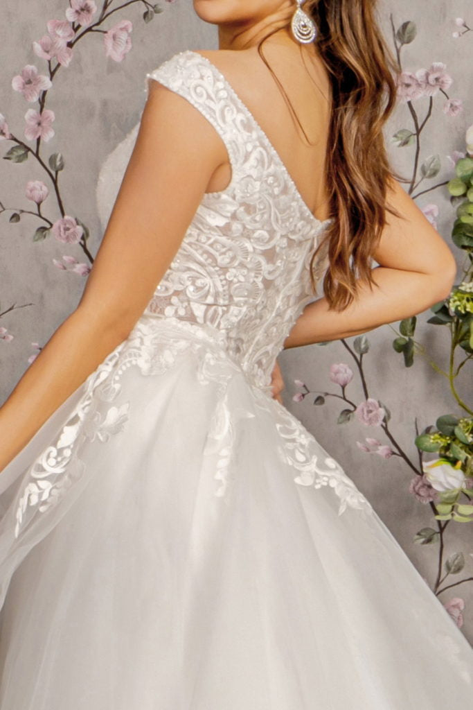 Bead Lace Mermaid Wedding Gown w/ Detachable Waist Layered Drape Purplish Diva