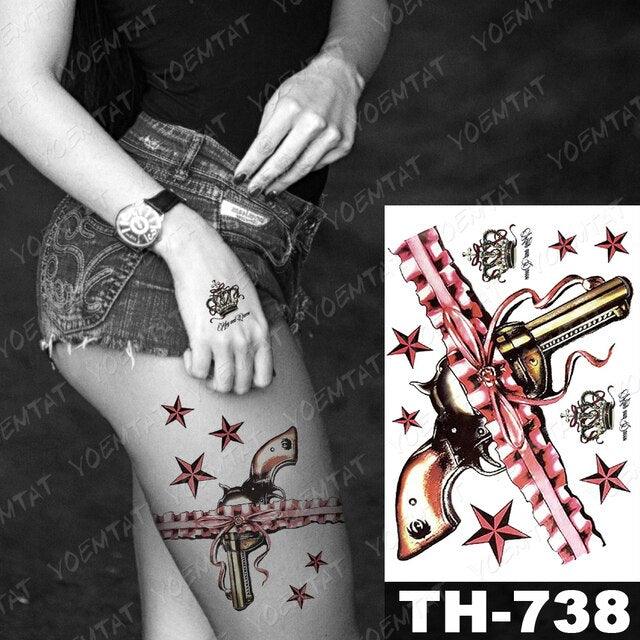 Gladiator Temporary Tattoo Sticker Flower Waterproof Big Modern Womens Mens Body Tattoo Luxury Design Stevvex