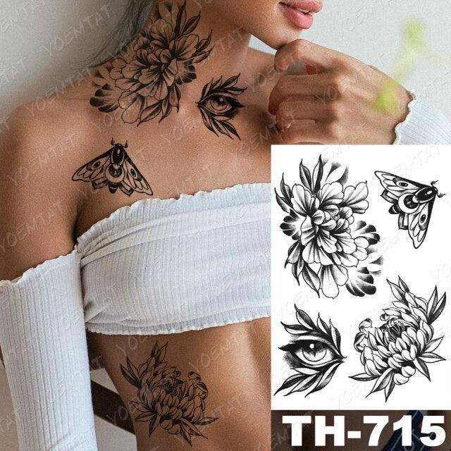 Gladiator Temporary Tattoo Sticker Flower Waterproof Big Modern Womens Mens Body Tattoo Luxury Design Stevvex