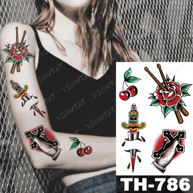 Gladiator Temporary Tattoo Sticker Flower Waterproof Big Modern Womens Mens Body Tattoo Luxury Design Stevvex