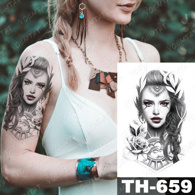 Gladiator Temporary Tattoo Sticker Flower Waterproof Big Modern Womens Mens Body Tattoo Luxury Design Stevvex